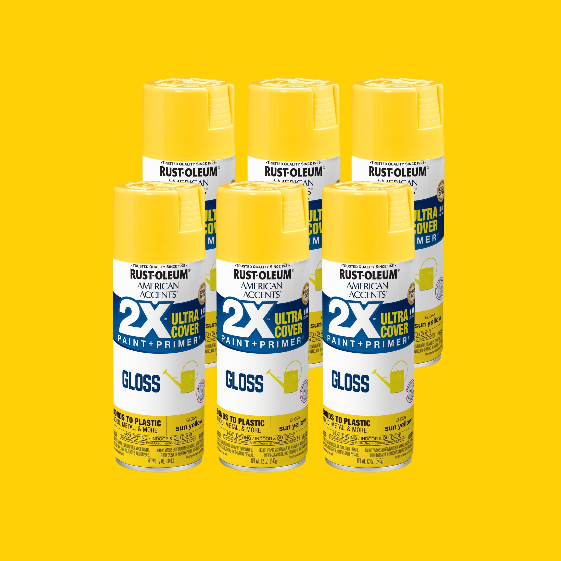 6 Pack, Sun Yellow Rust-Oleum American Accents 2X Ultra Cover