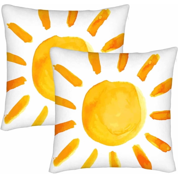 Sun Yellow Throw Pillow Cover Set of 2 Cases Salted Egg Yolk Orangle Outdoor Decor Pillowcase Home Square 18x18 Inch Pillow Slip