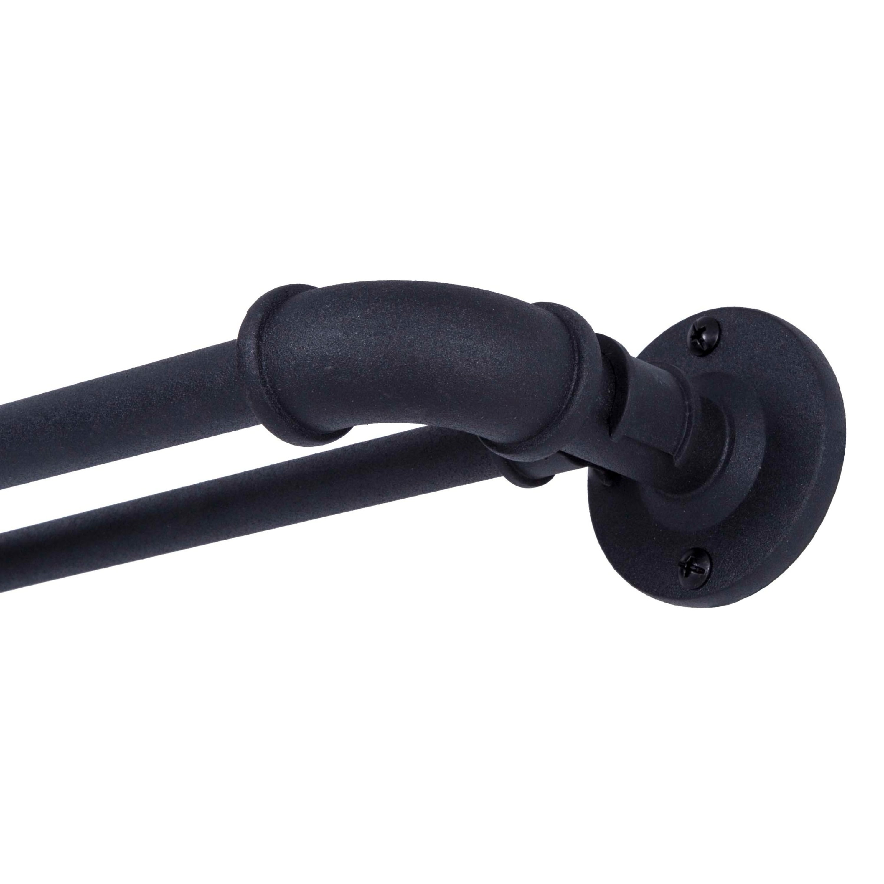 Sun Zero 0.75" Black Adjustable Double Curtain Rod Set, 66"-120"
