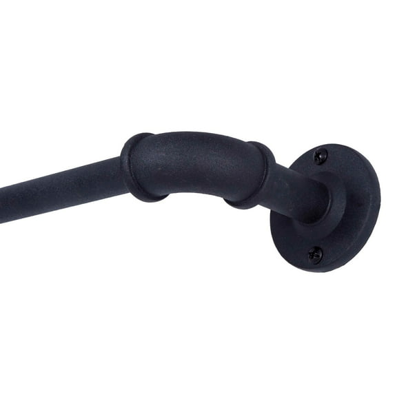 Sun Zero 0.75" Black Adjustable Single Curtain Rod Set, 36"-66"