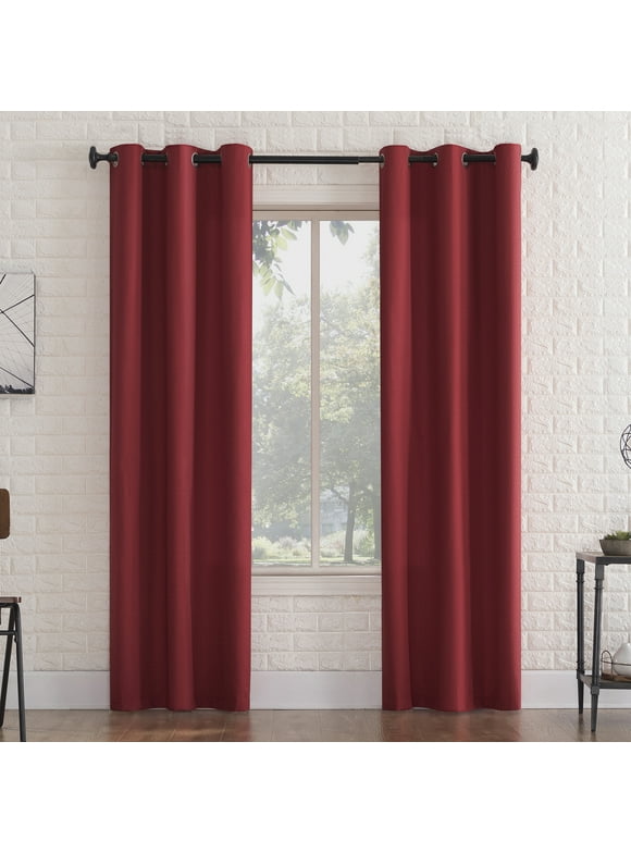 Sun Zero 2-Pack Arlo Textured Thermal Insulated Grommet Curtain Panel Pair, 40"x63", Red