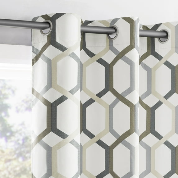 Sun Zero Arlo 2-Piece Textured Thermal Insulated Room Darkening Grommet Curtain Panel Pair, Gray Geometric, 40"W x 95"L
