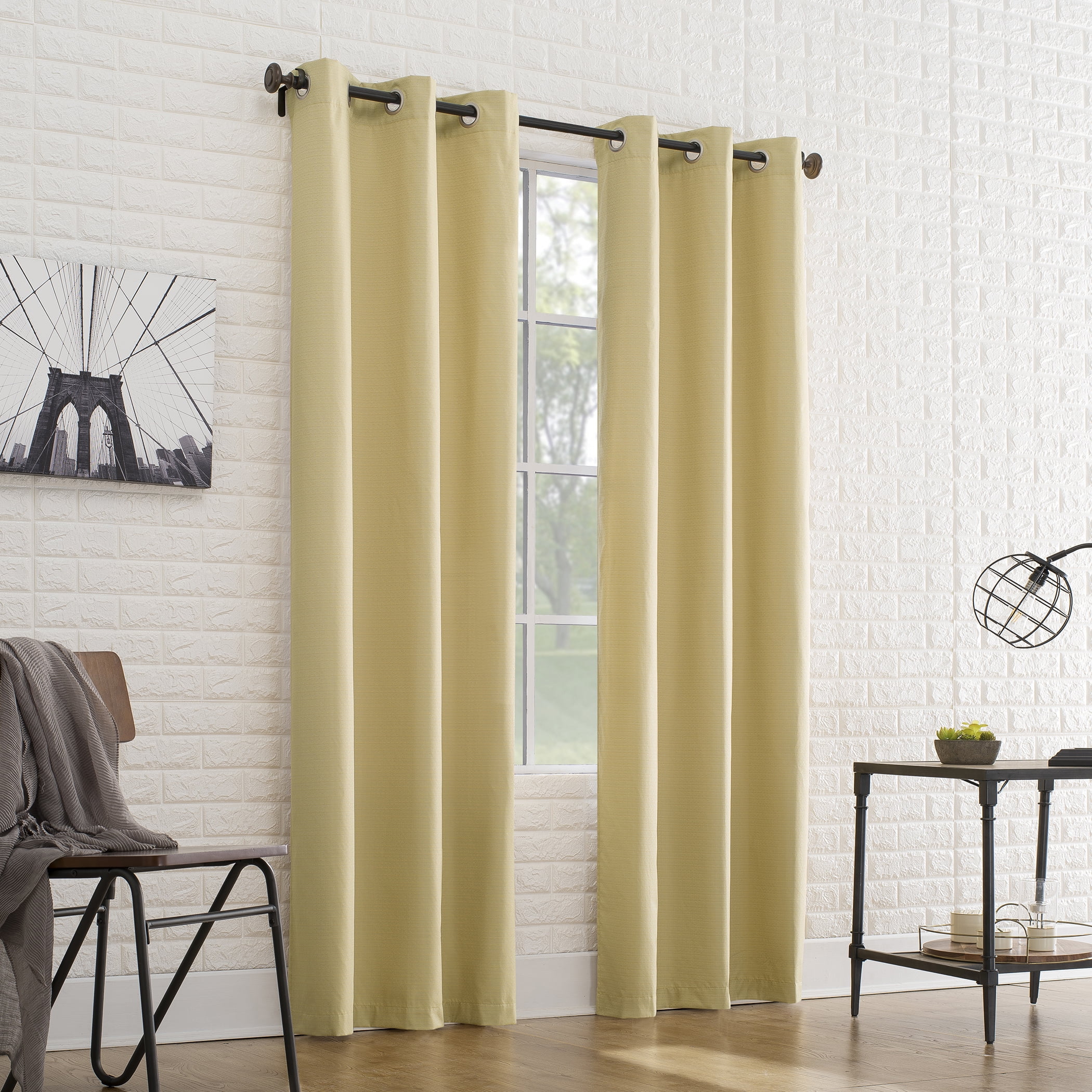 Sun Zero 2-pack Arlo Textured Thermal Insulated Grommet Curtain Panel Pair, Flax, 40" W x 84" L
