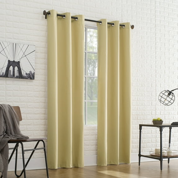 Sun Zero 2-pack Arlo Textured Thermal Insulated Grommet Curtain Panel Pair, Flax Yellow, 40" W x 63" L