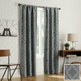thumbnail image 1 of Sun Zero 2-pack Kenzie Trellis Jacquard Blackout Rod Pocket Curtain Panel Pair, 36"x84", Gray, 1 of 8