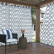 Sun Zero 96" x 54" Indigo Trellis Outdoor Curtain With Grommets