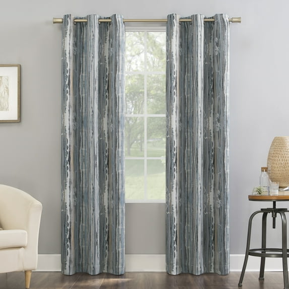 Sun Zero Allegory Abstract Painting Blackout Grommet Curtain Panel,40" x 63", Blue