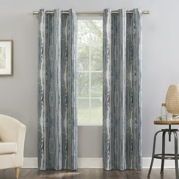 Sun Zero Allegory Abstract Painting Blackout Grommet Curtain Panel,40" x 84", Blue