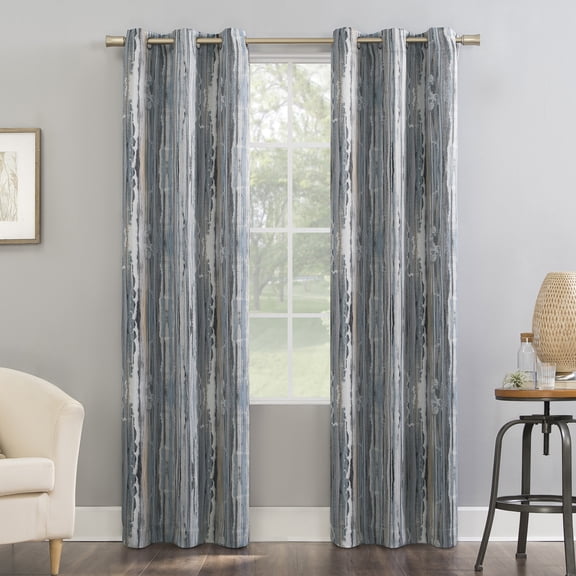 Sun Zero Allegory Abstract Blackout Grommet Curtain Panel, Blue, 40"W x 84"L (1 Panel)