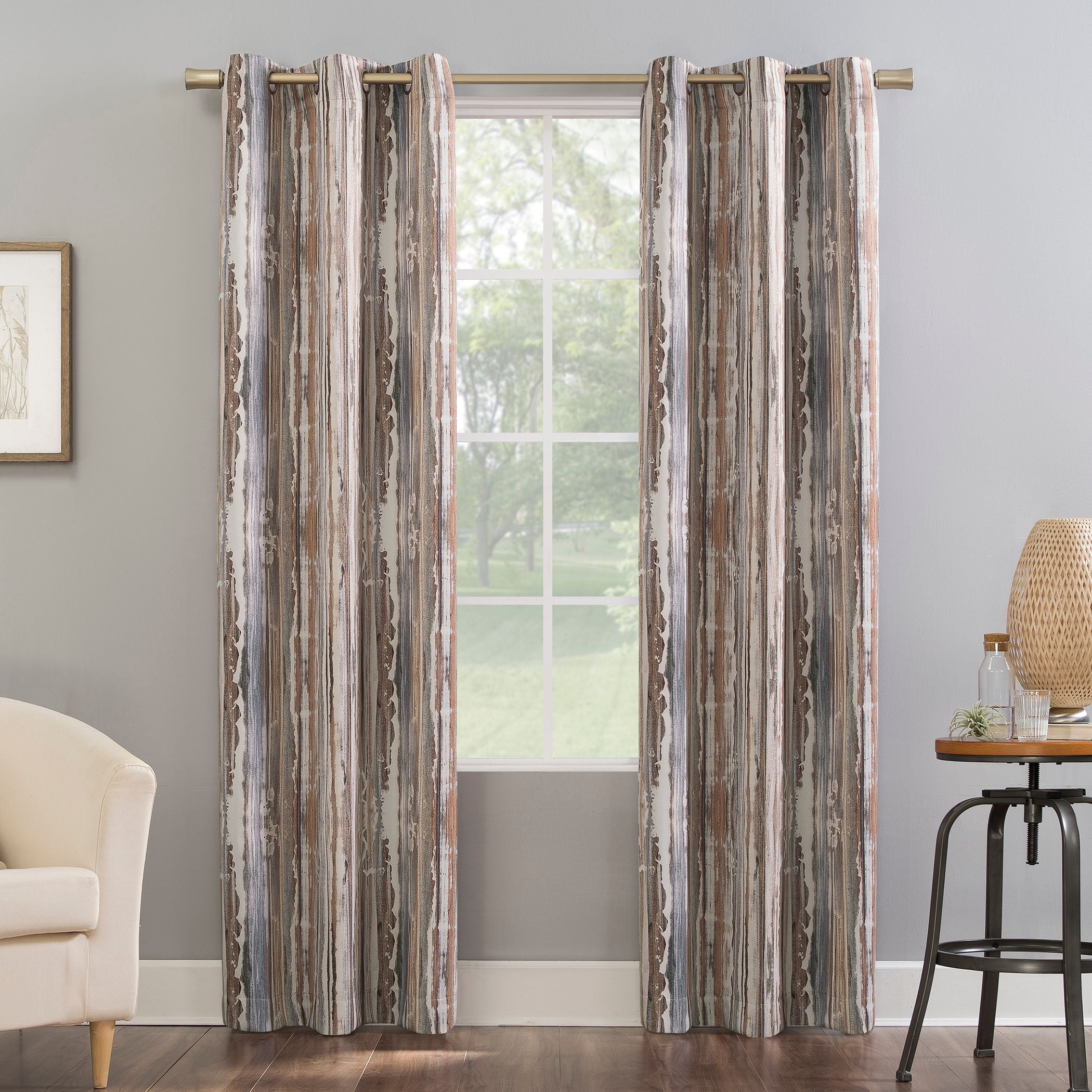 Cedar Orange Abstract Blackout Grommet Curtain Panel, 40" x 95"