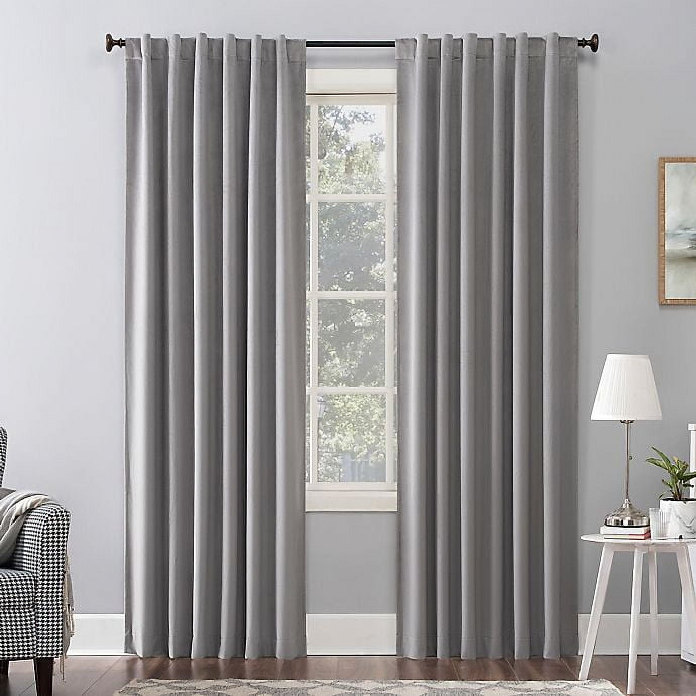 Sun Zero Gray Velvet Thermal Blackout Curtain Panel