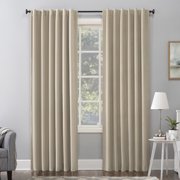 Sun Zero Amherst Velvet Noise Reducing Thermal Extreme 100% Blackout Back Tab/Rod Pocket Curtain Panel, Ecru, 50"W x 84"L (1 Panel)