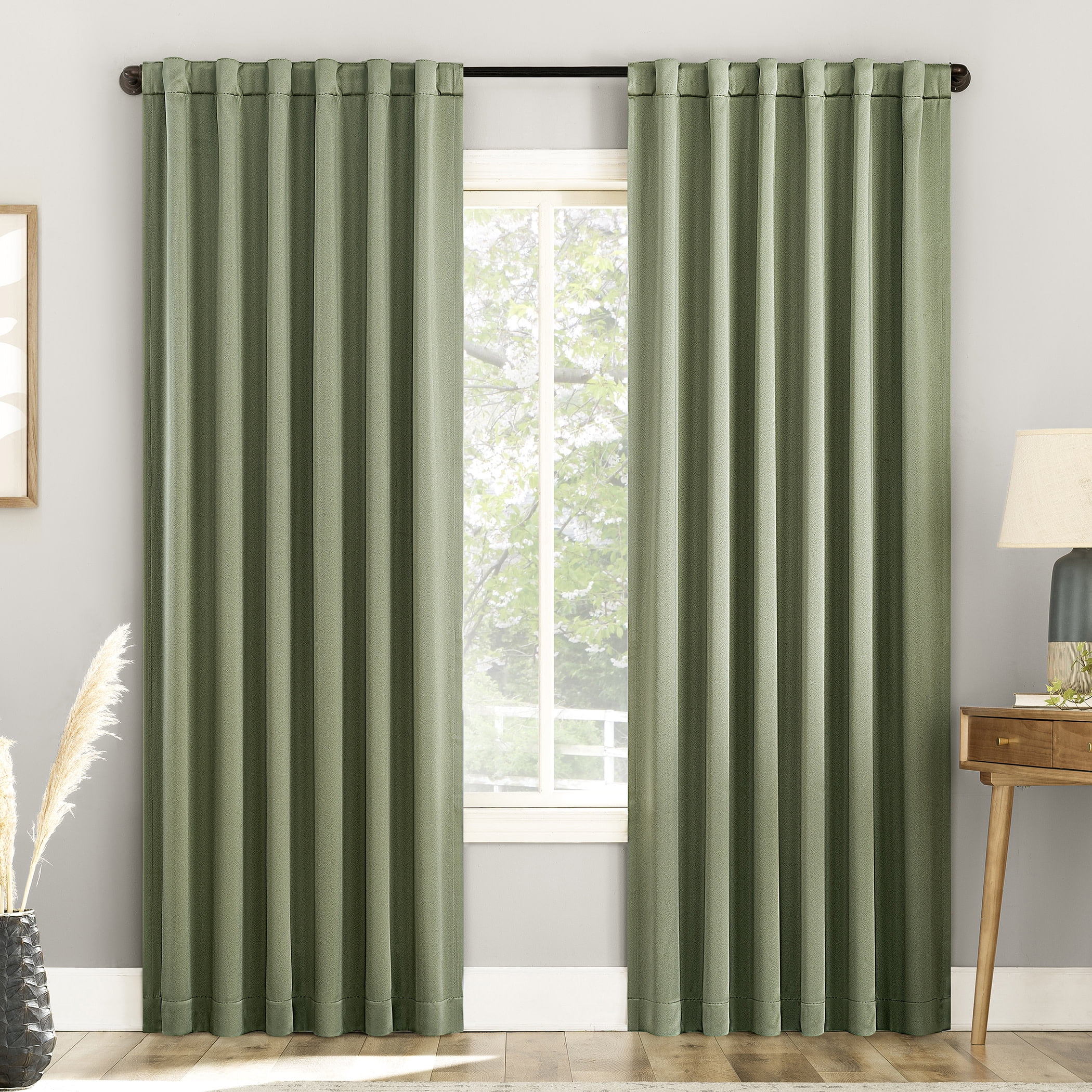 Sage Green Blackout Magnetic Closure Curtain Panel Pair, 52" x 63"