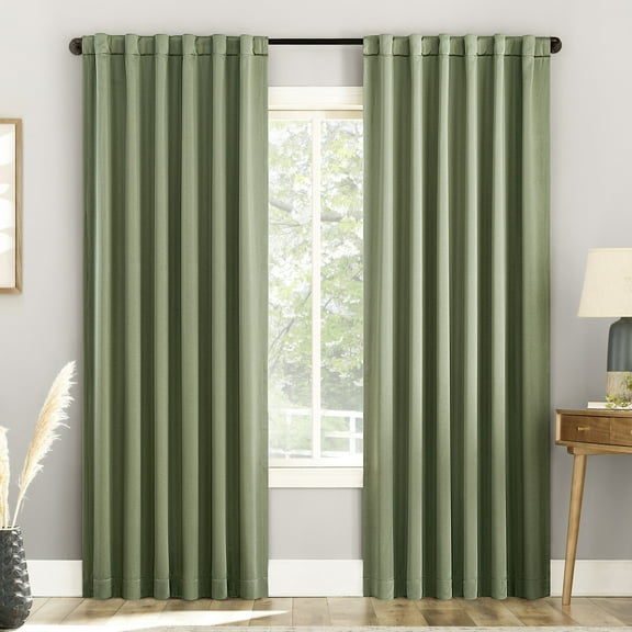 Sun Zero Aria 2-Pack Magnetic Closure Theater Grade 100% Blackout Back Tab Curtain Panel Pair, 52"X63", Sage Green
