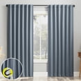 thumbnail image 1 of Sun Zero Aria 2-pack Magnetic Closure Theater Grade 100% Blackout Back Tab/Rod Pocket Curtain Panel Pair, 52"W x 84"L, Denim Blue, 1 of 1