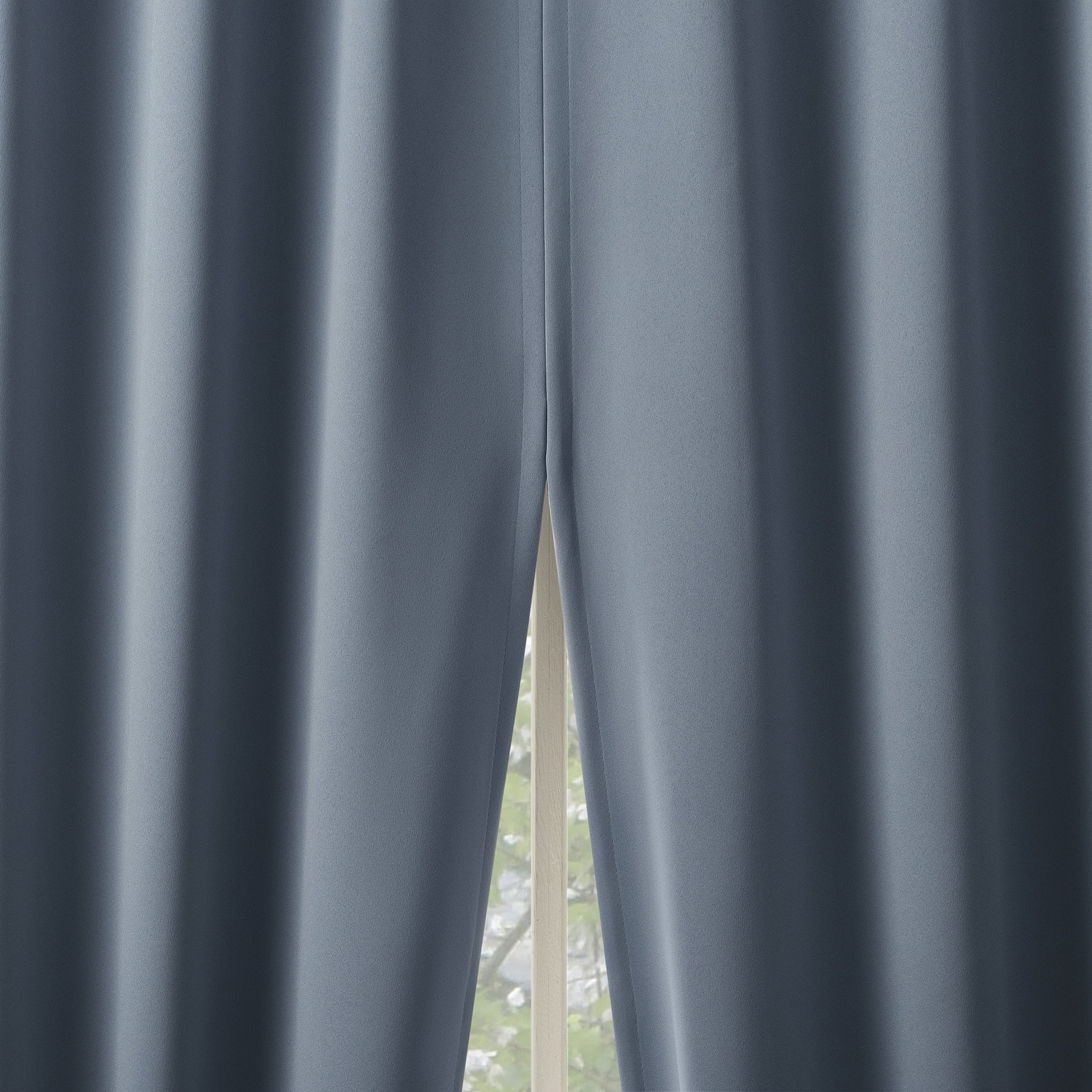 Denim Blue Polyester 52" x 63" Blackout Curtain Panel Pair