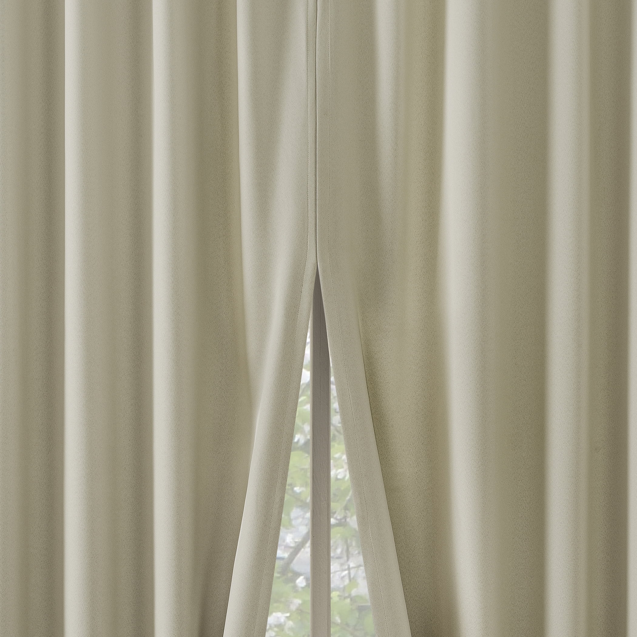 Cream Polyester 96" Blackout Back Tab Curtain Panel Pair