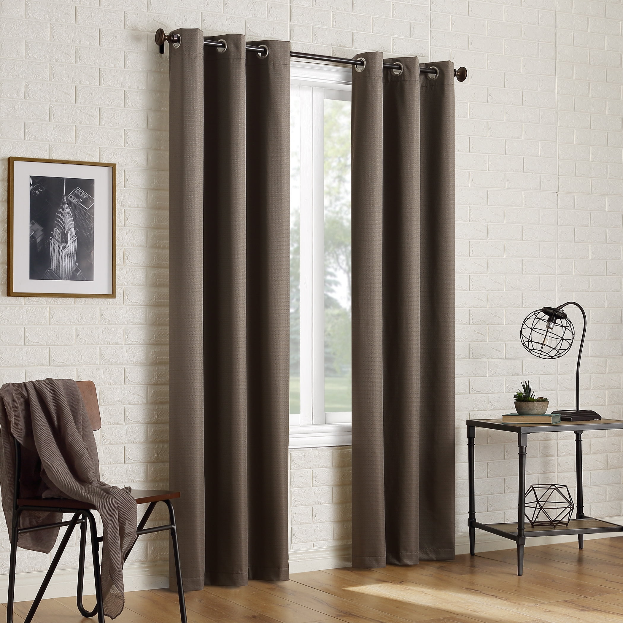 Sun Zero Arlo Thermal Insulated Curtains - Mocha - 80x108