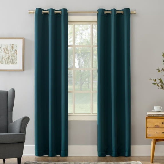 Sun Zero Arya Room Darkening Grommet Curtain Panel, 40"X84", Teal, 40"X84", Teal