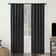 Sun Zero Avery 100% Blackout Rod Pocket Single Curtain Panel, 40" x 84", Coal