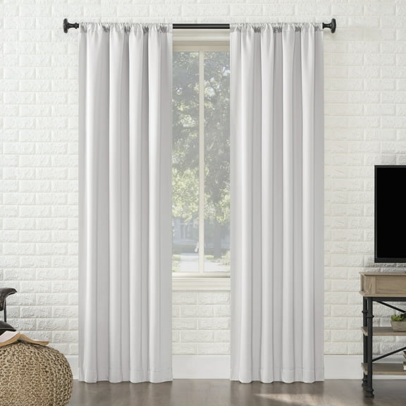 Sun Zero Avery 100% Blackout Rod Pocket Single Curtain Panel, Pearl White, 40"W x 84"L