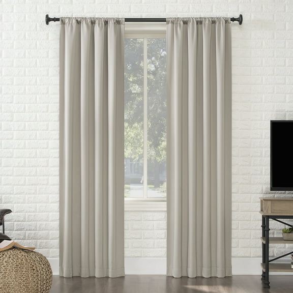 Sun Zero Avery 100% Blackout Rod Pocket Single Curtain Panel, Beige, 40"W x 84"L