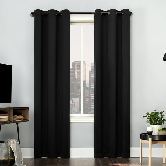 Sun Zero Avery Total 100% Blackout Grommet Curtain Panel, 40" x 96", Black