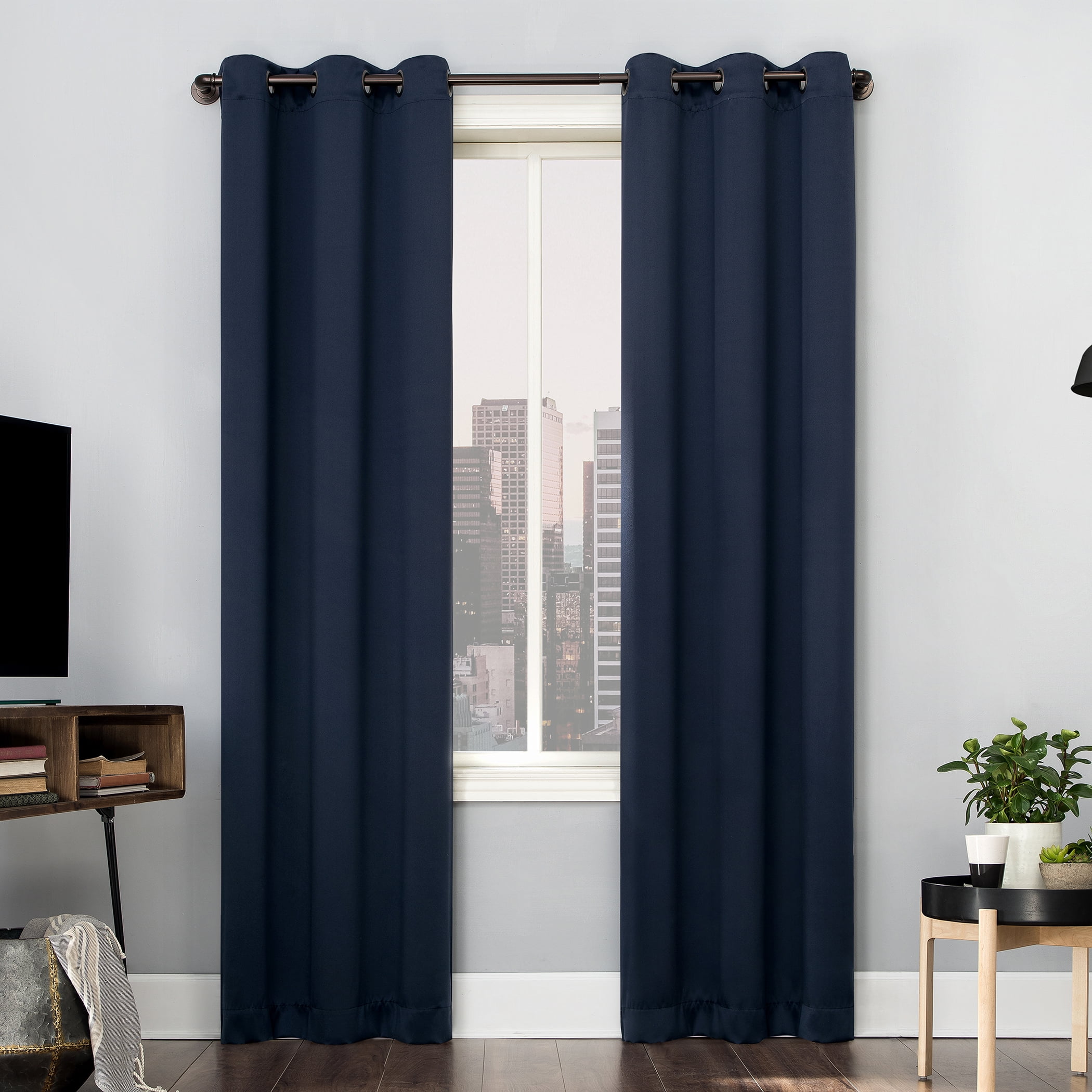 Sun Zero Avery Total 100% Blackout Grommet Curtain Panel, 40" x 96", Navy