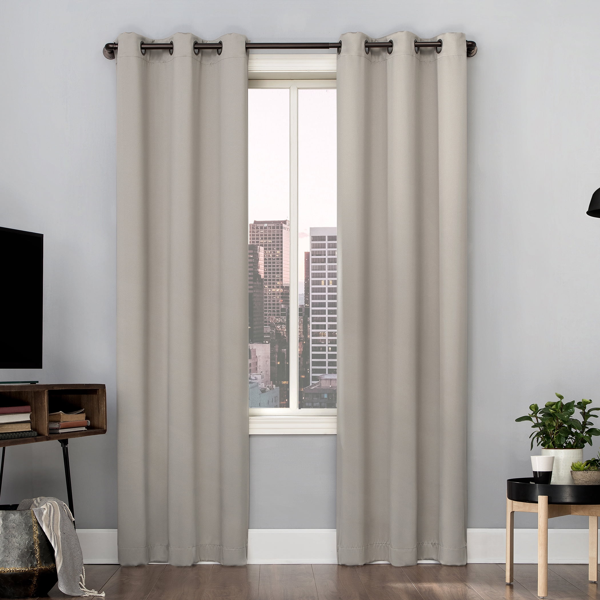 Sun Zero Avery Total 100% Blackout Grommet Curtain Panel, 40" x 96", Stone
