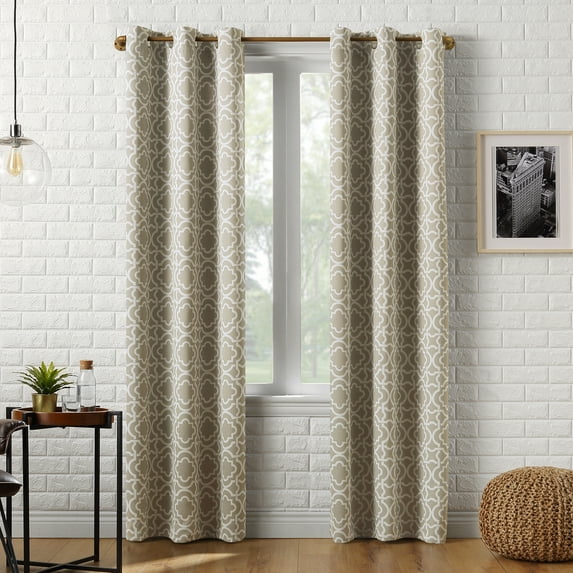 Sun Zero Barnett Trellis Blackout Grommet Curtain Panel, 40"X63", Taupe