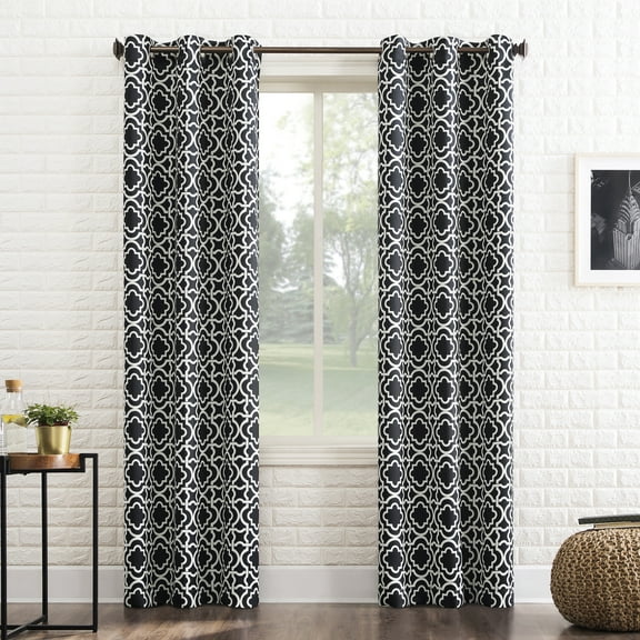 Sun Zero Barnett Trellis Blackout Grommet Curtain Panel, 40"X84", Black