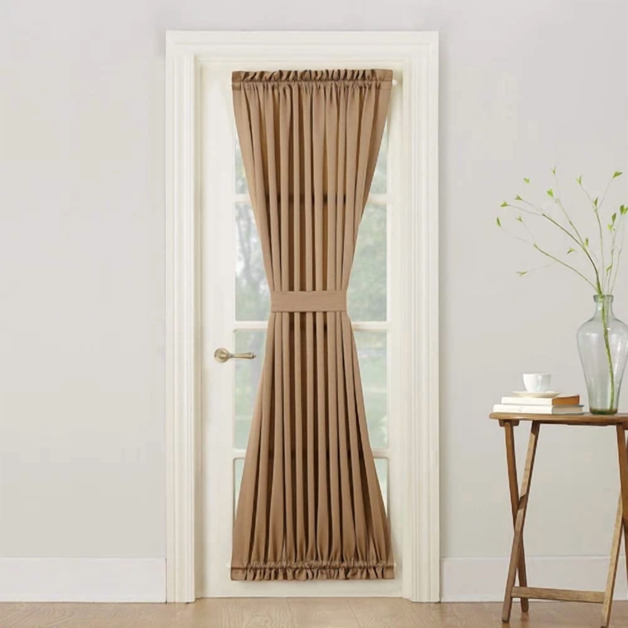 Sun Zero Barrow Energy Efficient Rod Pocket Door Curtain Panel, 54" X 72", Taupe