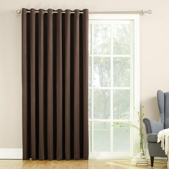Sun Zero Bartlett Grommet Room Darkening Extra Wide Patio Curtain Panel, 100"X84", Chocolate