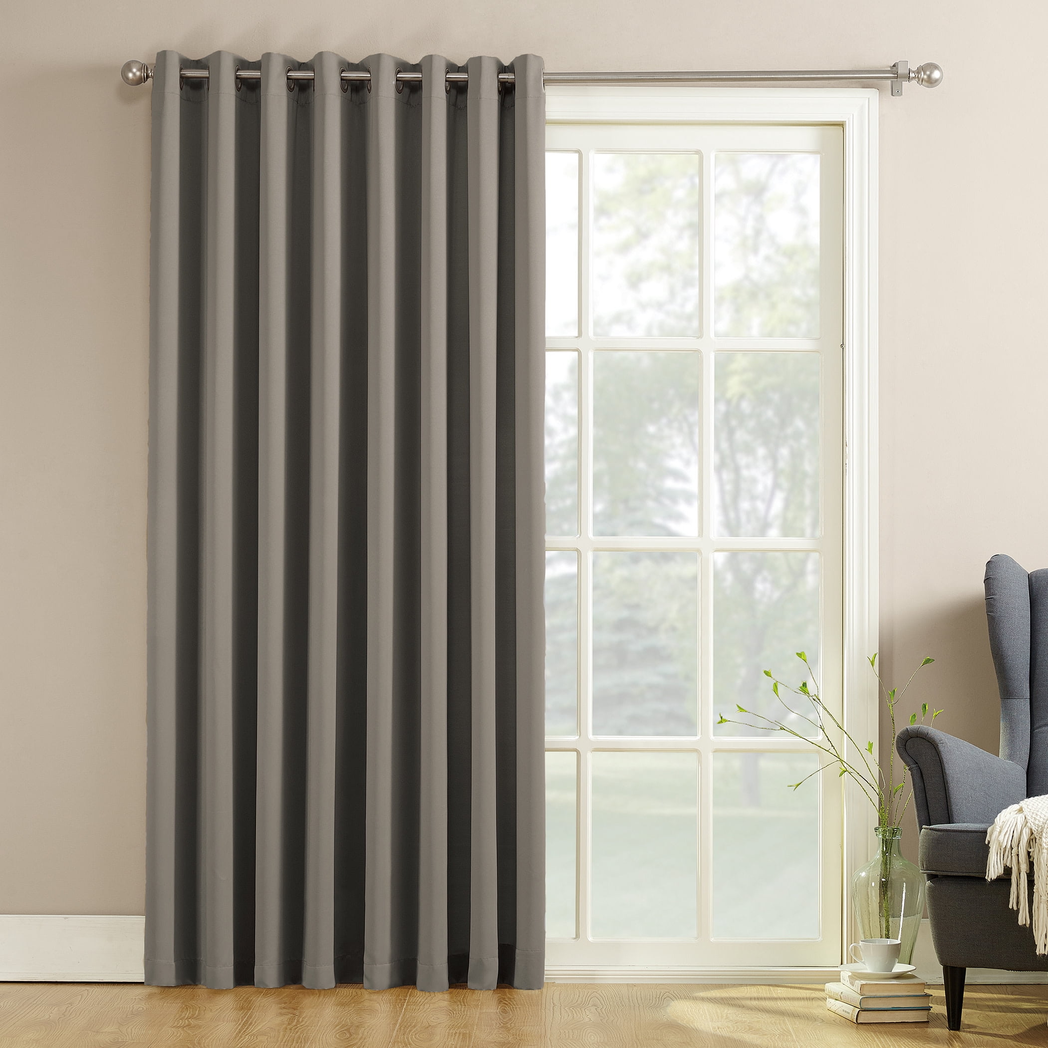 Sun Zero Bartlett Grommet Room Darkening Extra Wide Patio Curtain Panel ...