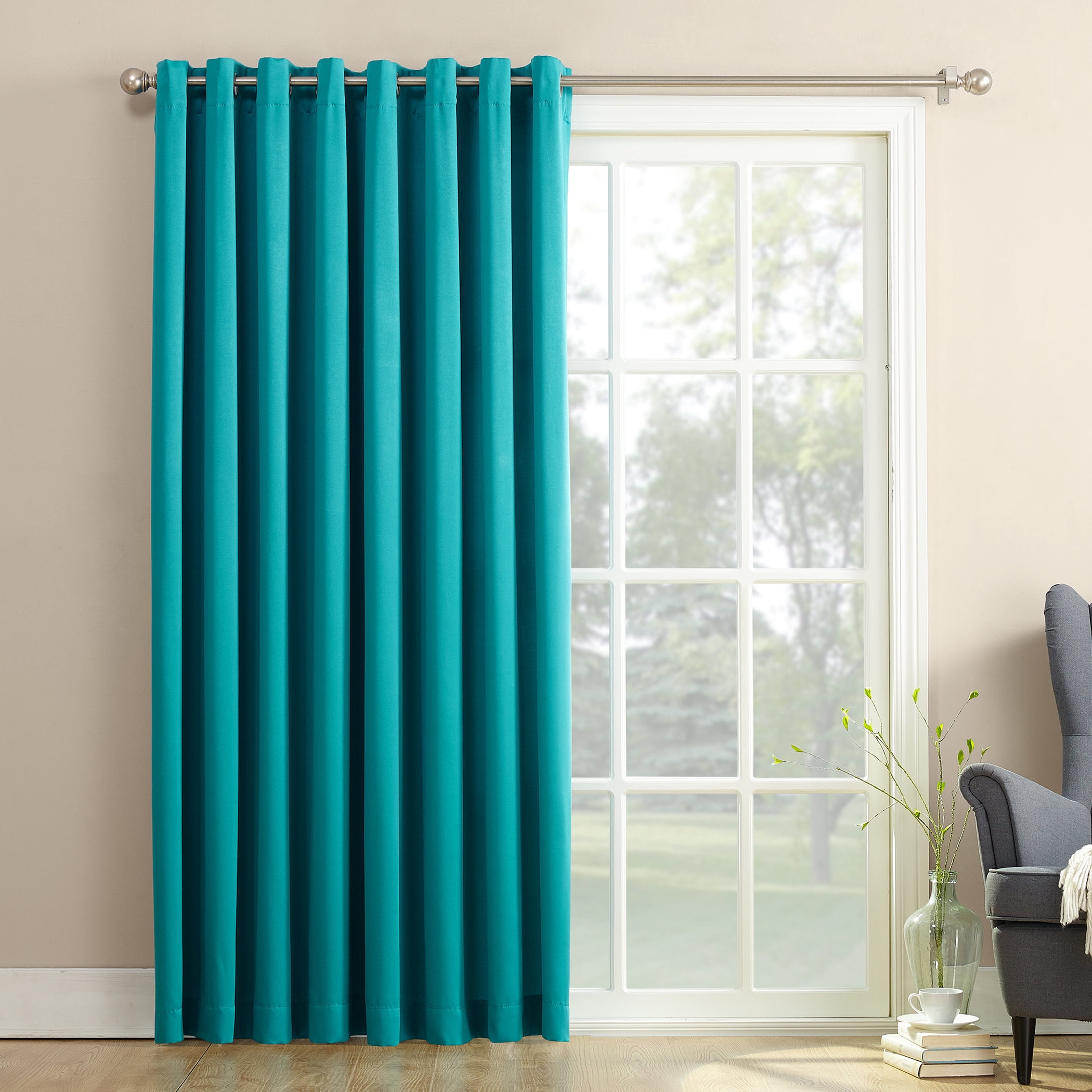 Sun Zero Bartlett Grommet Room Darkening Extra Wide Patio Curtain Panel ...