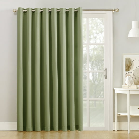 Sun Zero Bartlett Grommet Room Darkening Extra Wide Patio Curtain Panel, 100"X84", Sage Green