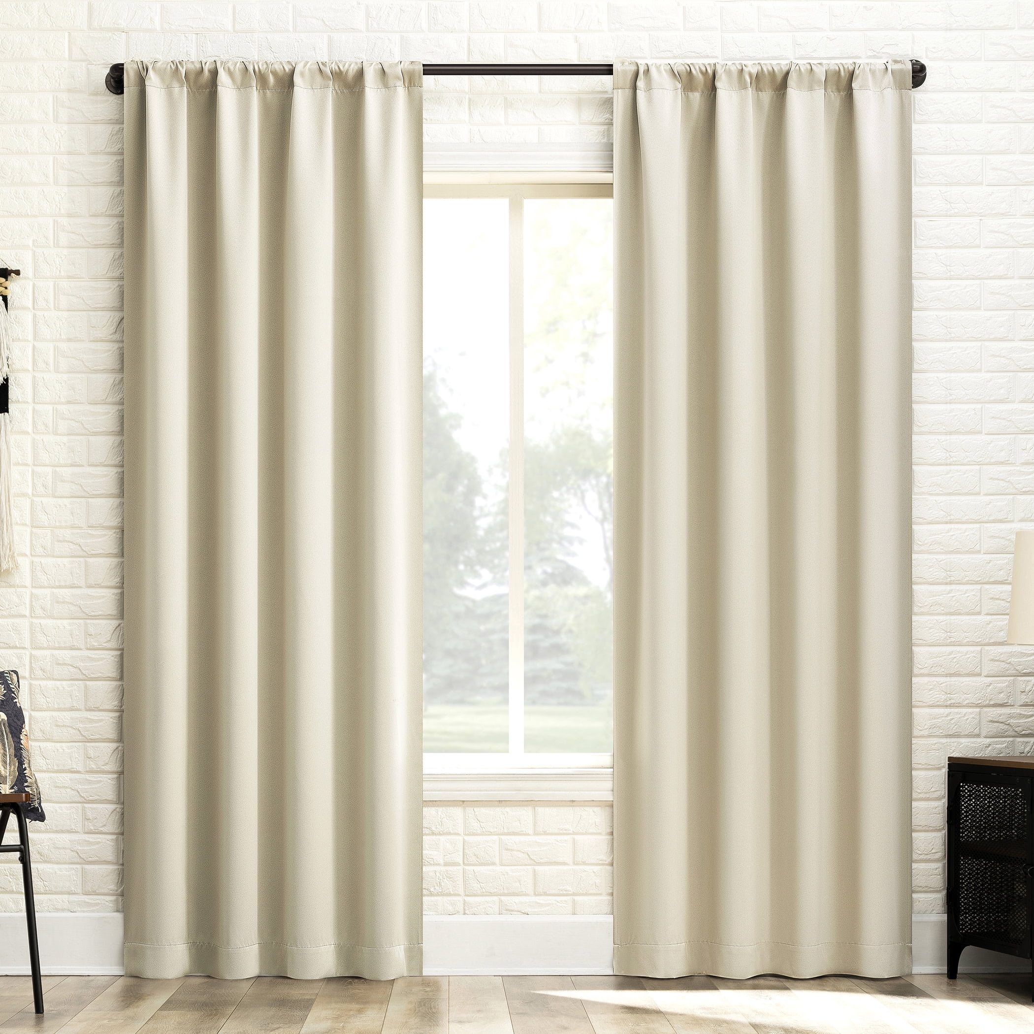 Cream Polyester Blackout Rod Pocket Window Panel, 40" x 63"