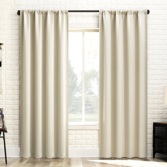 Sun Zero Bergen 2-pack Theater Grade Extreme 100% Blackout Rod Pocket Curtain Panel Pair, 40"W x 63"L, Cream