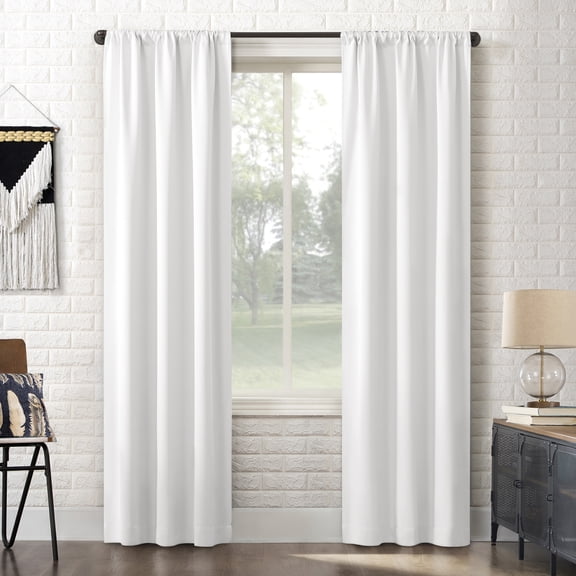 Sun Zero Bergen 2-pack Dorm Curtain Theater Grade Extreme 100% Blackout Rod Pocket Curtain Panel Pair, White, 40"W x 63"L (2 Panels)