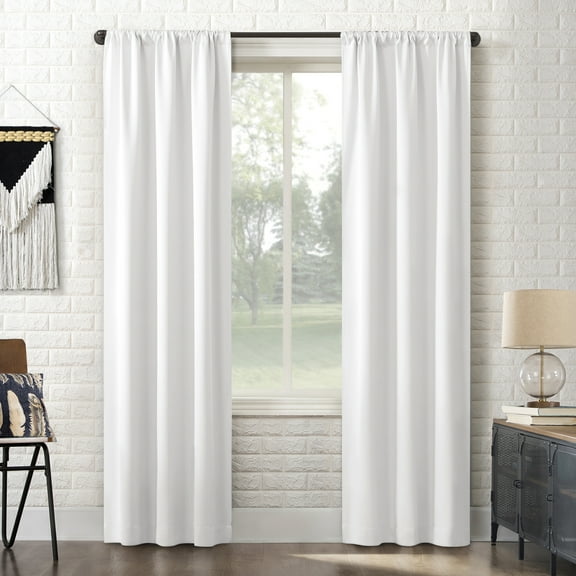 Sun Zero Bergen Theater Grade Extreme 100% Blackout Rod Pocket Curtain Panel, 40"X63", White
