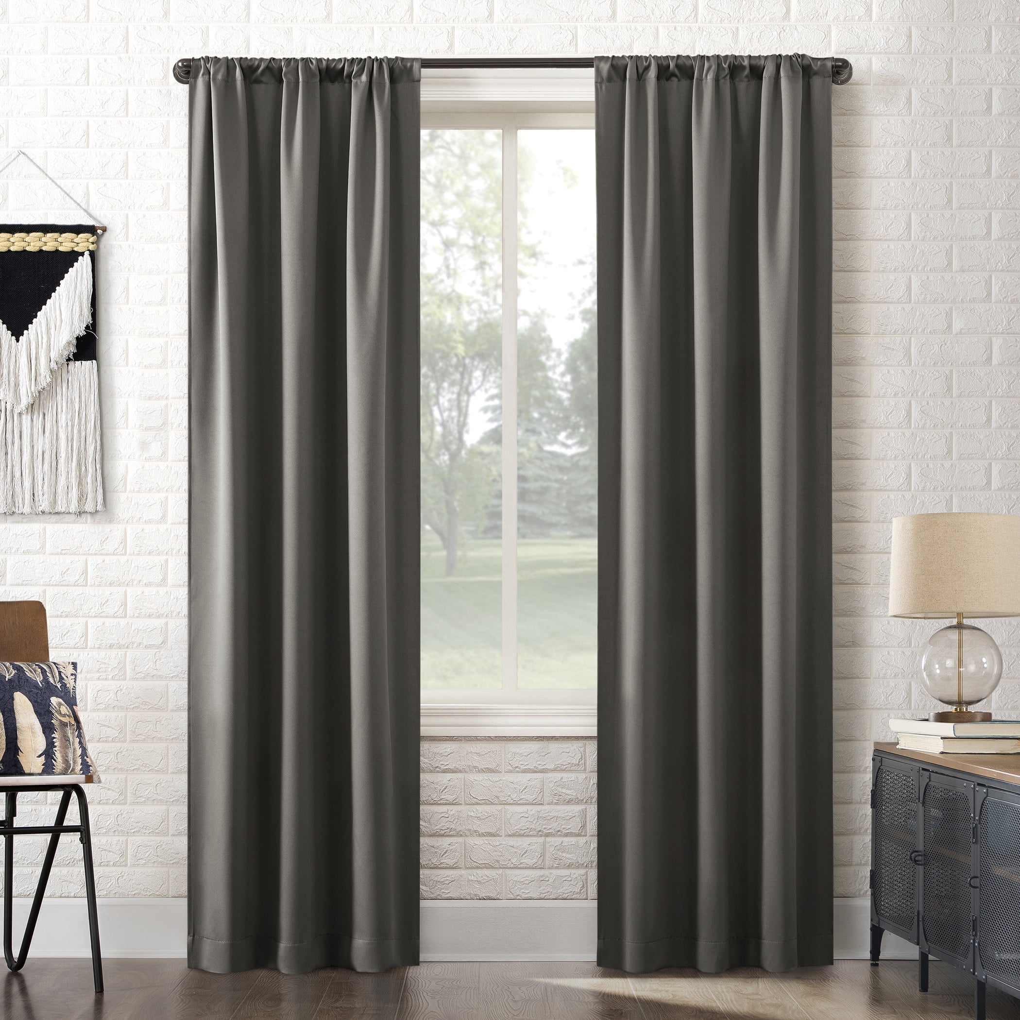 Sun Zero Bergen Theater Grade Extreme 100% Blackout Rod Pocket Curtain Panel, 40"X96", Grey