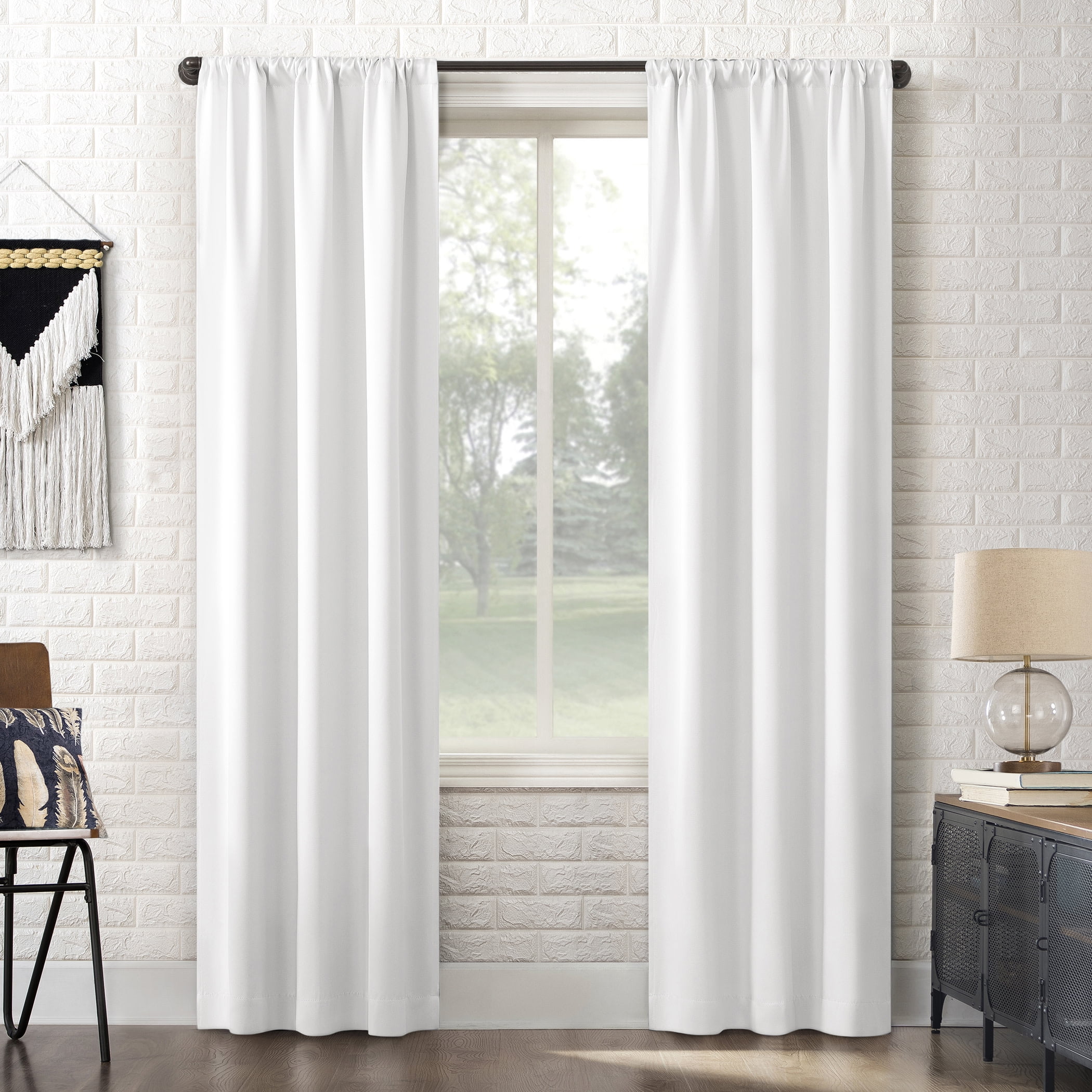 Sun Zero Bergen Theater Grade Extreme 100% Blackout Rod Pocket Curtain Panel, 40"X96", White