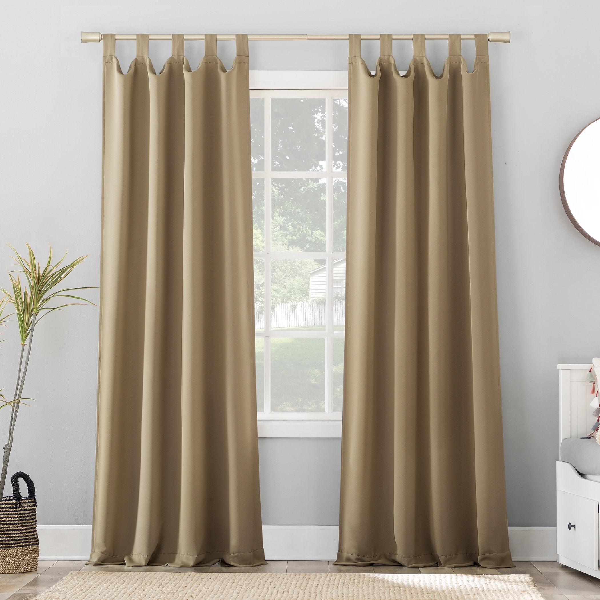 Sun Zero Brant Energy Saving Blackout Tab Top Curtain Panel, 40" X 84", Taupe