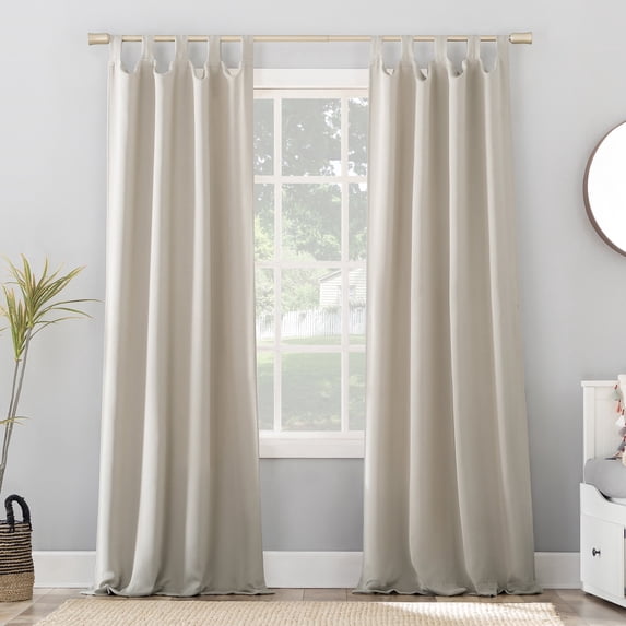 Sun Zero Brant Energy Saving Blackout Tab Top Curtain Panel, Pearl, 40"W x 95"L (1 Panel)