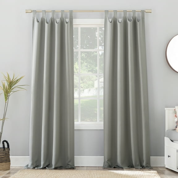 Sun Zero Brant Energy Saving Blackout Tab Top Curtain Panel, 40"x95", Silver Gray