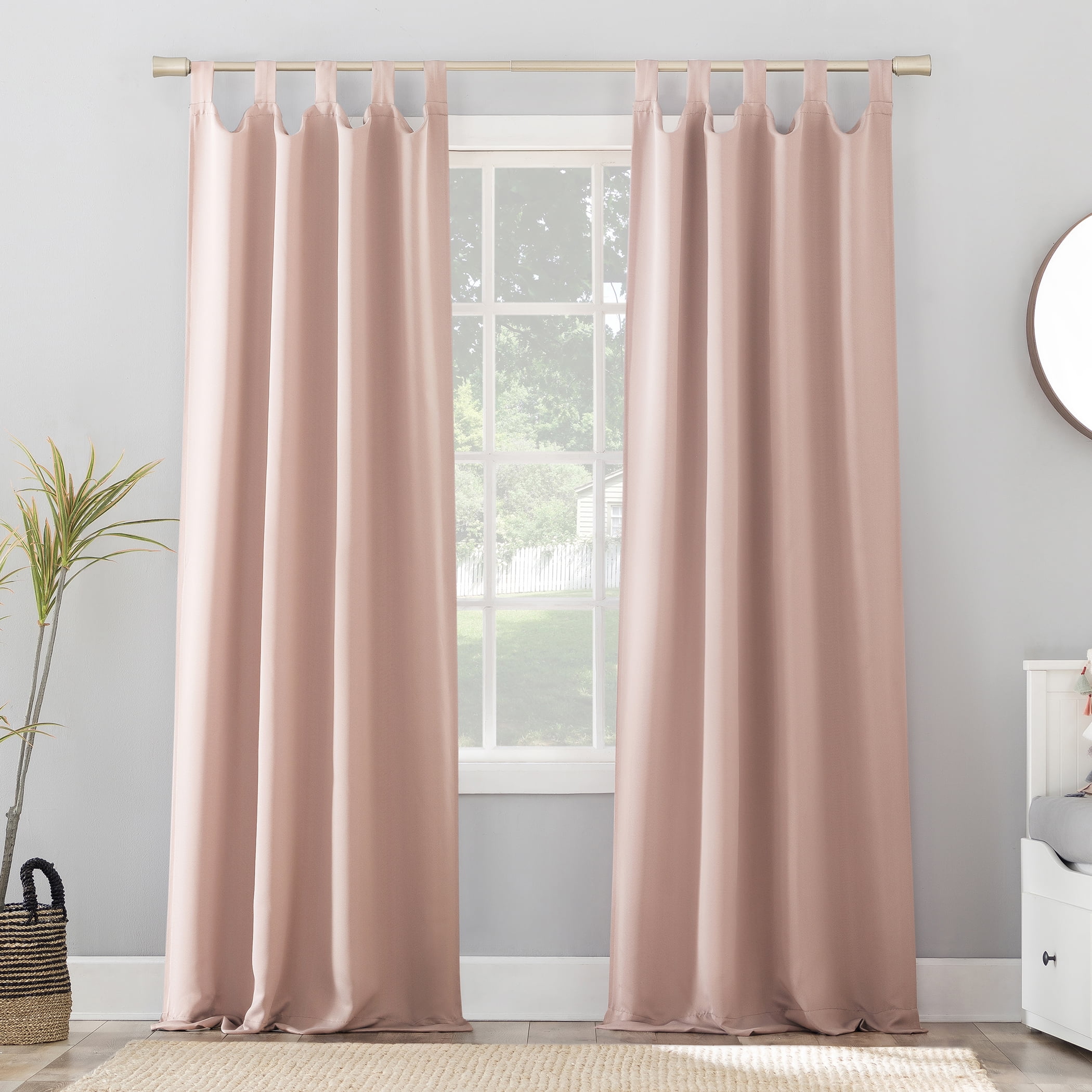Gray Polyester Blackout Tab Top Curtain Panel, 40" x 63"