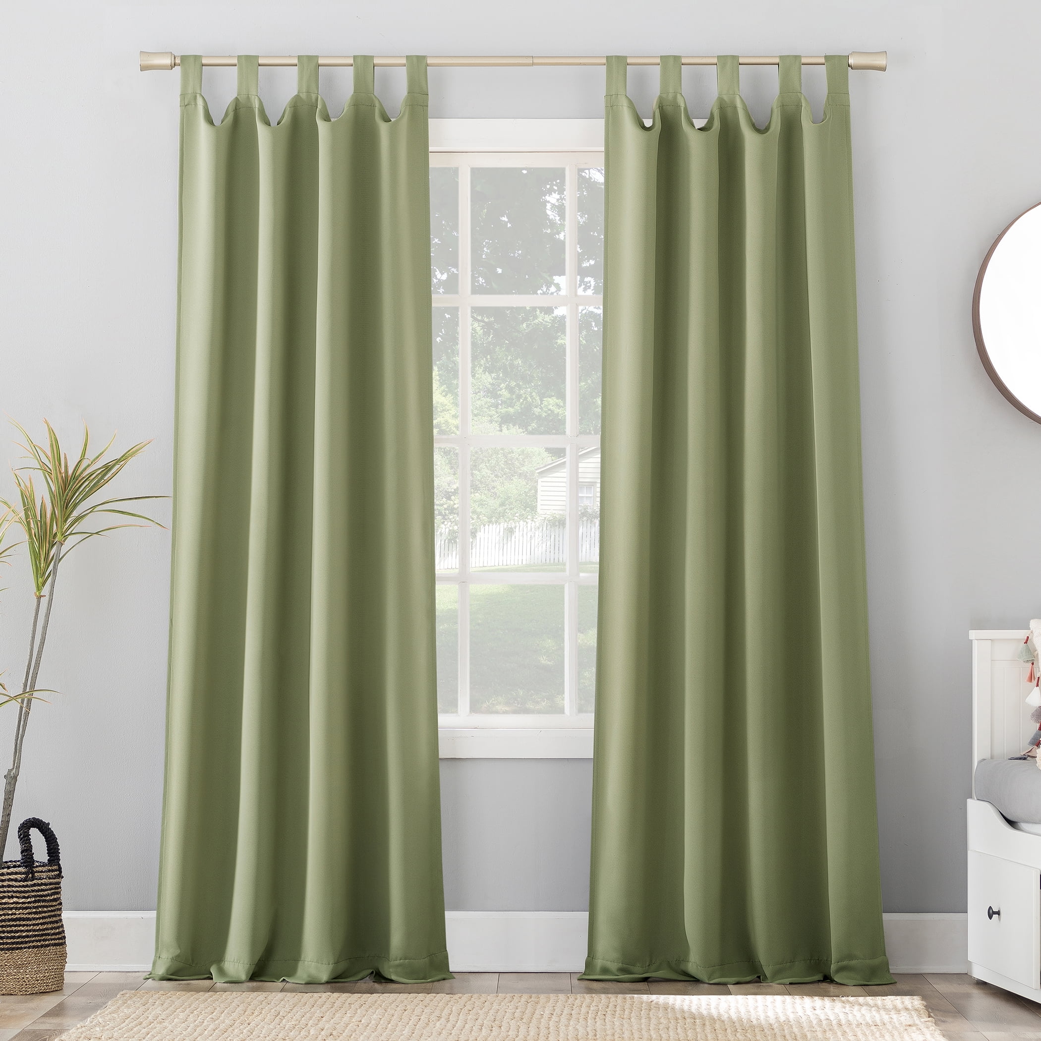 Sun Zero Brant Tab Top Energy Saving Blackout Window Curtain Panel, 40"X63", Gray