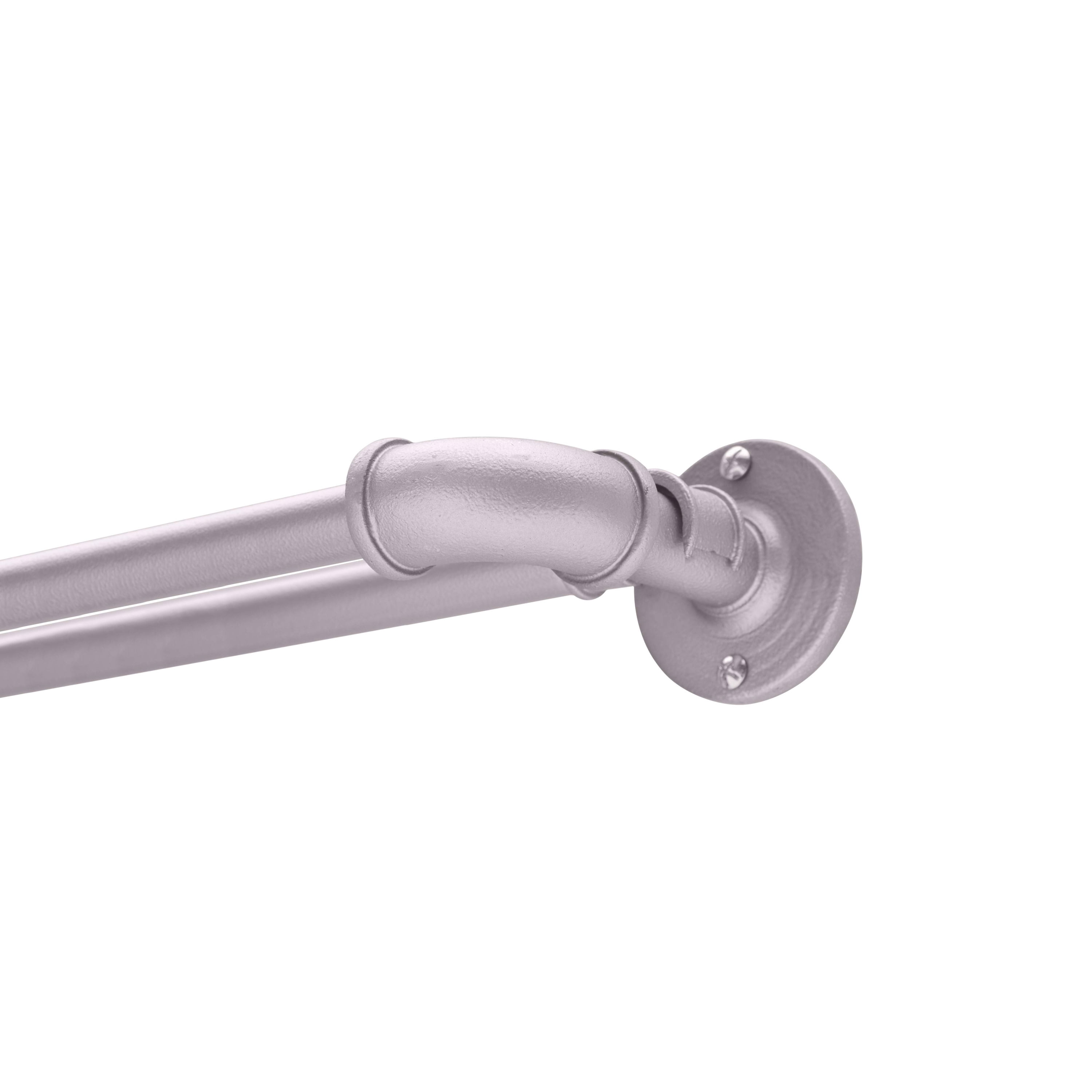 Sun Zero Bronn 3/4" Light Blocking Wrap Around Window Double Curtain Rod, 36-66", Polished Pewter
