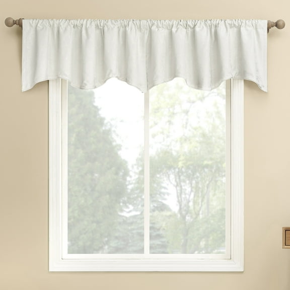 Sun Zero Bronte Floral Jacquard 100% Blackout Rod Pocket Curtain Valance, 50"W X 18"L, Pearl