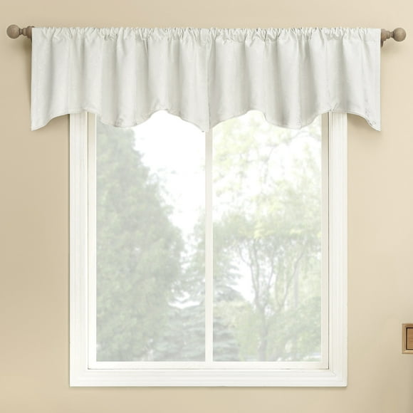 Sun Zero Bronte Floral Jacquard 100% Blackout Rod Pocket Curtain Valance, 50"W X 18"L, Pearl